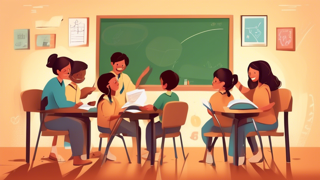 An illustration that depicts the collaboration between school and family to improve the quality of education.